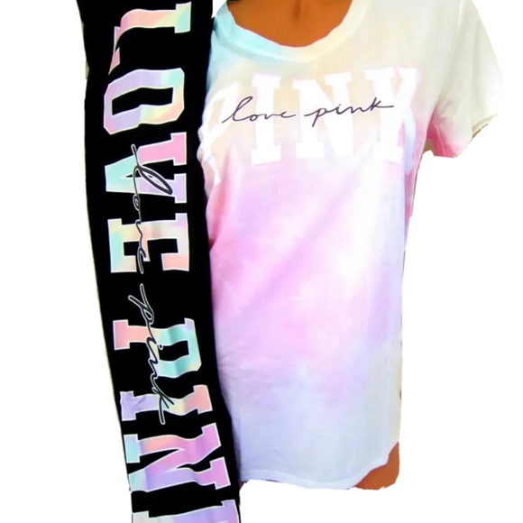 NEW VICTORIAS SECRET PINK FREYA TIE DYE TEE SHIRT & SHORTS (OR LEGGINGS) XS-XXL - Picture 7 of 12